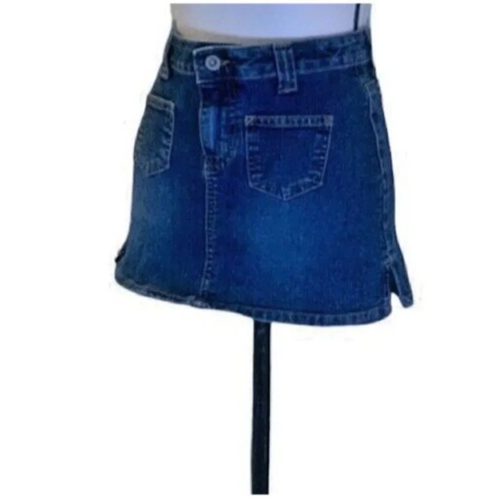US Polo Assn Womens Mini Denim Jean Skirt Juniors Size 3/4 Blue Pockets
